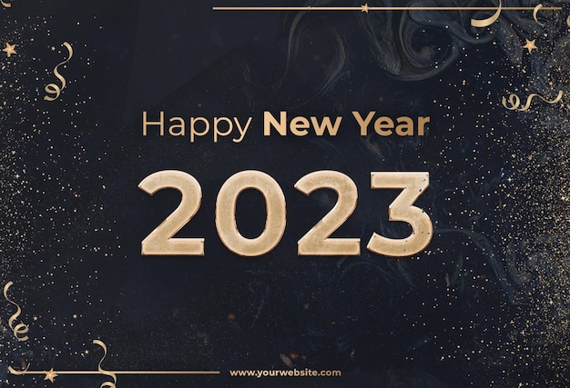 PSD happy new year greeting card and blue background