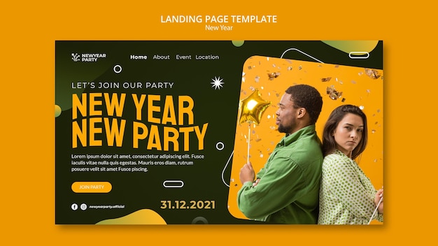 PSD happy new year landing page template