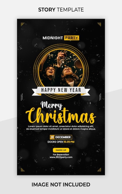 PSD happy new year and merry christmas celebration party instagram story template