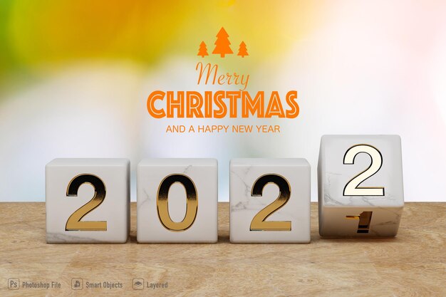 PSD happy new year mockup isolated on soft color background