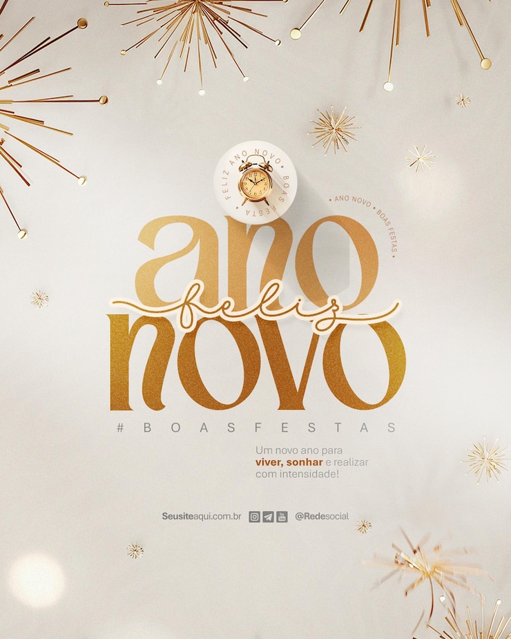 PSD happy new year new years eve happy holidays feliz ano novo social media editable psd