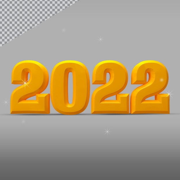 Happy new year number 2022 style color gold