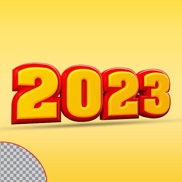 happy new year number 2023 3d style color red and gold