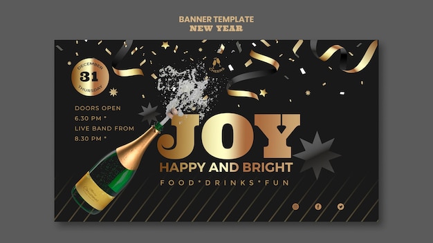 PSD happy new year party banner template