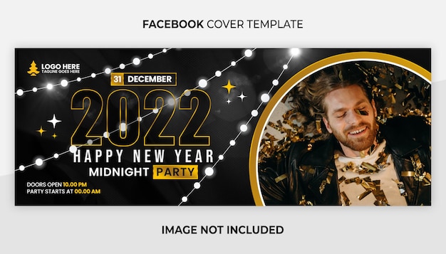 Happy new year party facebook cover or web banner template