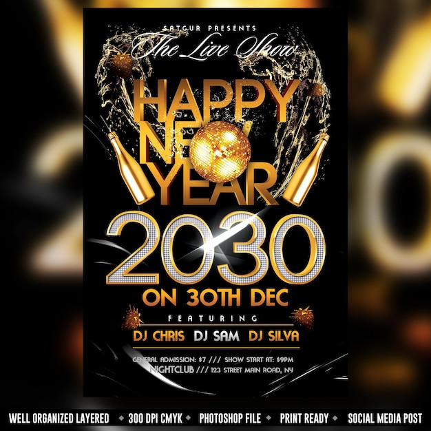 Happy new year party flyer poster