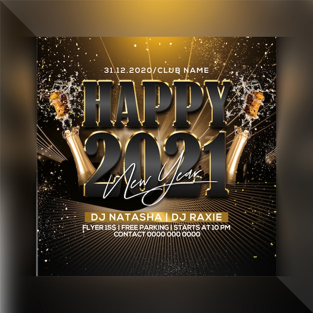 PSD happy new year party flyer template