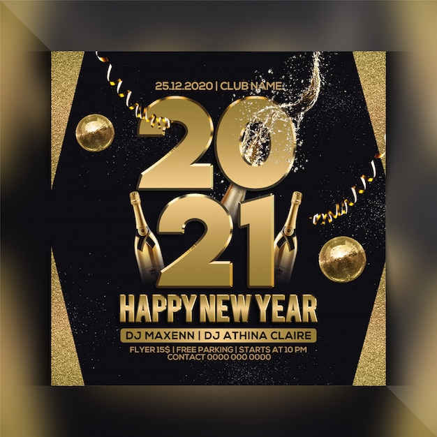 happy new year party flyer template