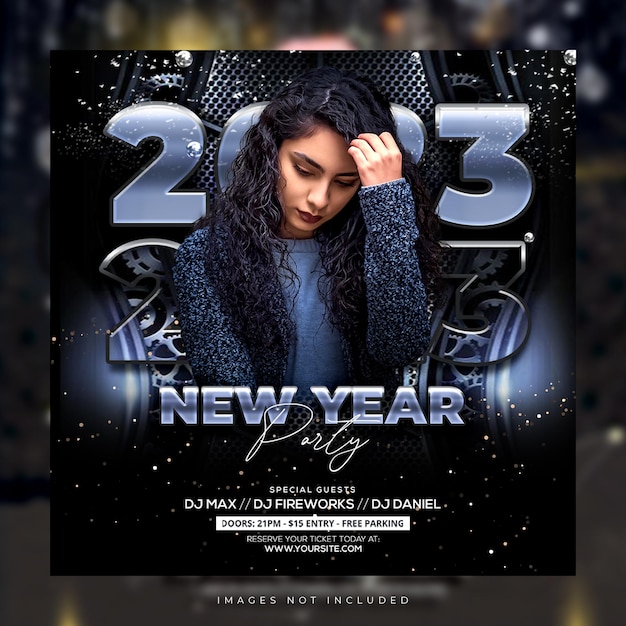 PSD happy new year party flyer