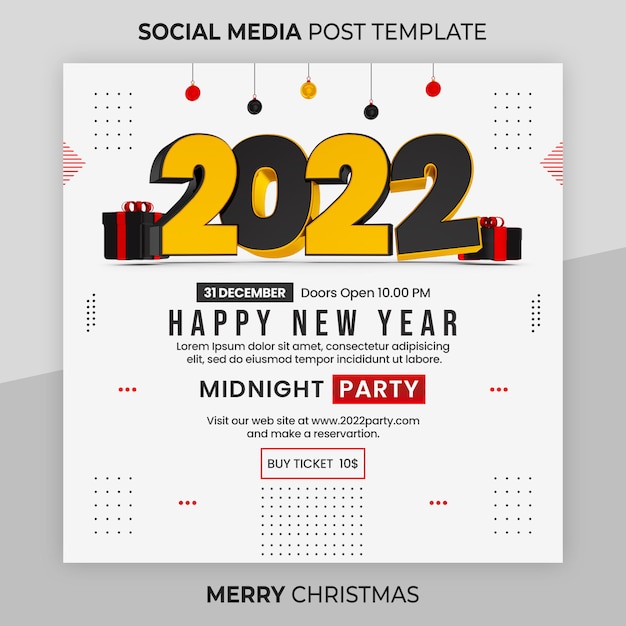 Post di instagram di festa di buon anno e modello di banner quadrato