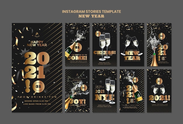 PSD happy new year party instagram stories