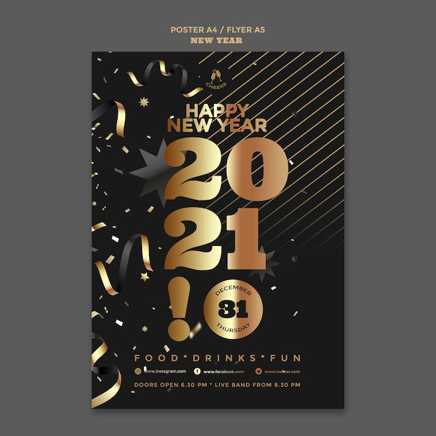 PSD happy new year party poster template