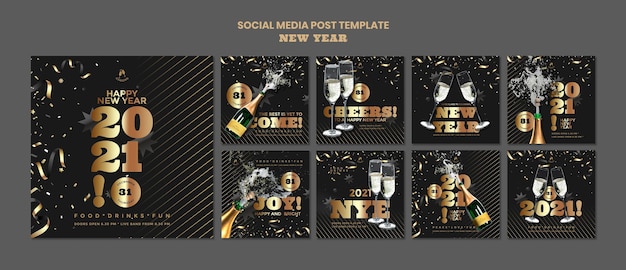 Post sui social media per la festa di felice anno nuovo Psd Premium