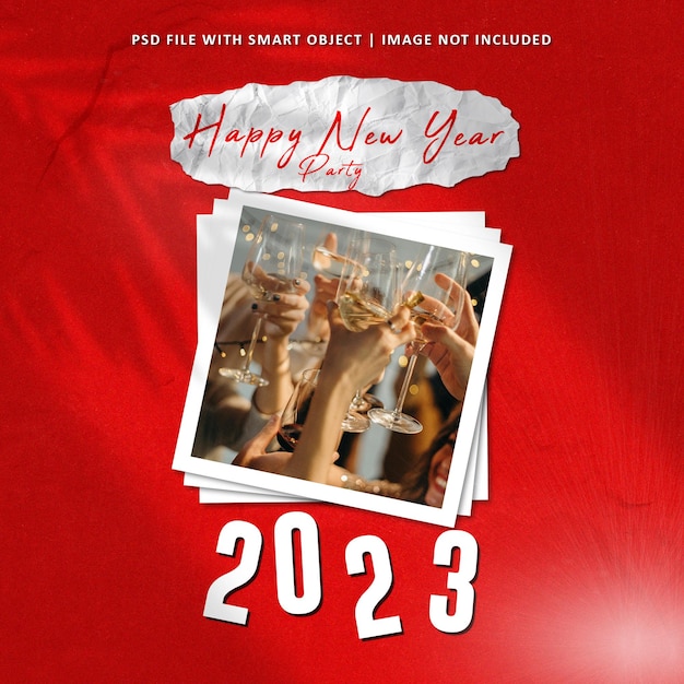 Happy new year photo frame set mockup premium psd