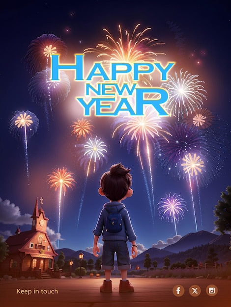 PSD happy new year poster and flyer template