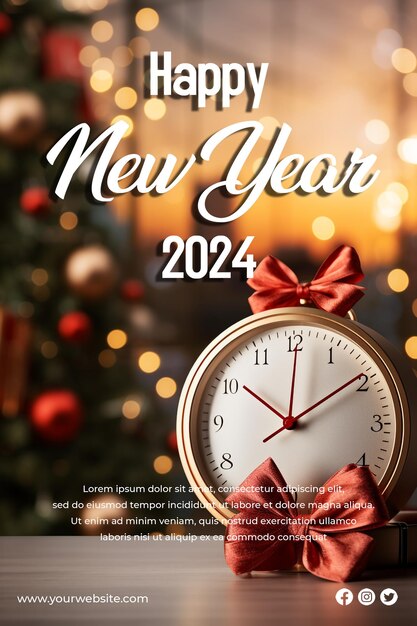 Happy new year poster social media post