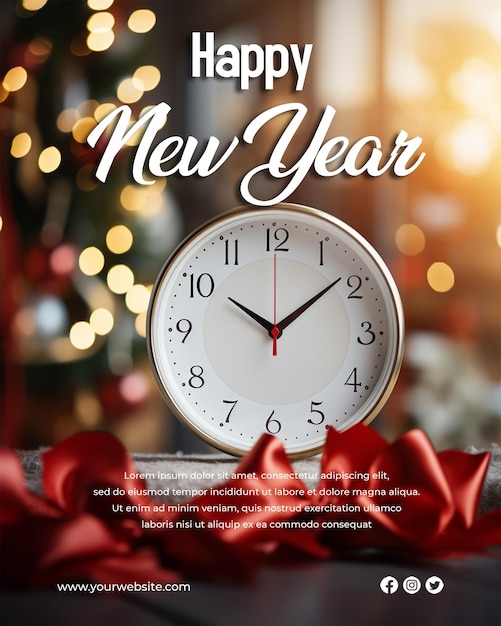 Happy new year poster social media post