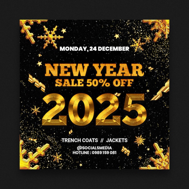 PSD happy new year sale banners post