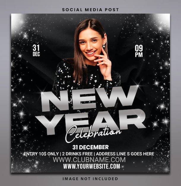 Happy new year social media post design template