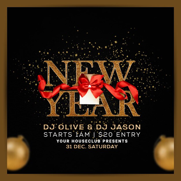 Happy new year social media post or party flyer