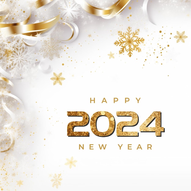 PSD happy new year social media post with golden glitter