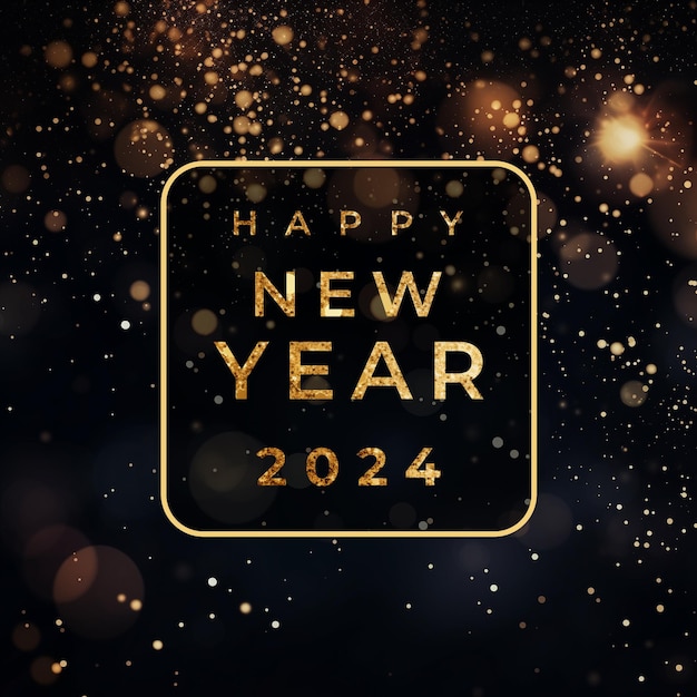 PSD happy new year social media post with golden glitter