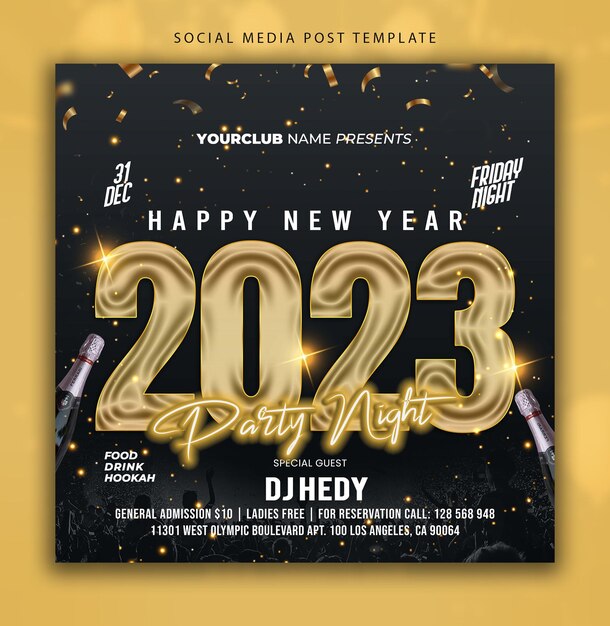 Happy New Year Template Design Social Media Post