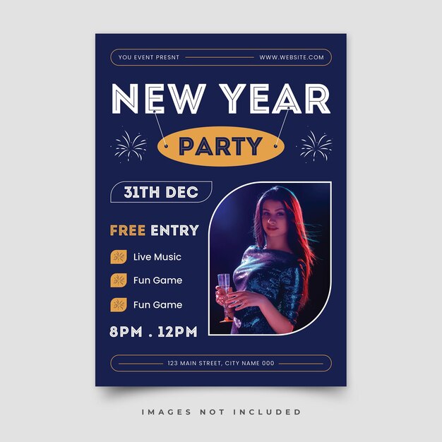 PSD happy new year vertical poster template