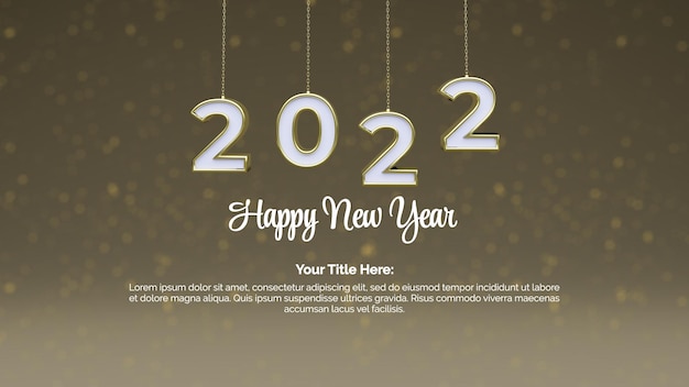 Happy new year with hanging 2022 Isolated post design template