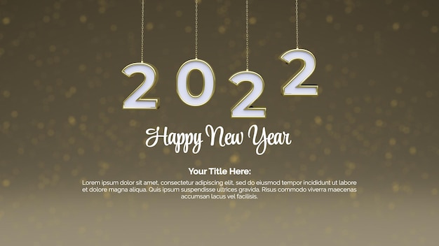 PSD happy new year with hanging 2022 isolated post design template