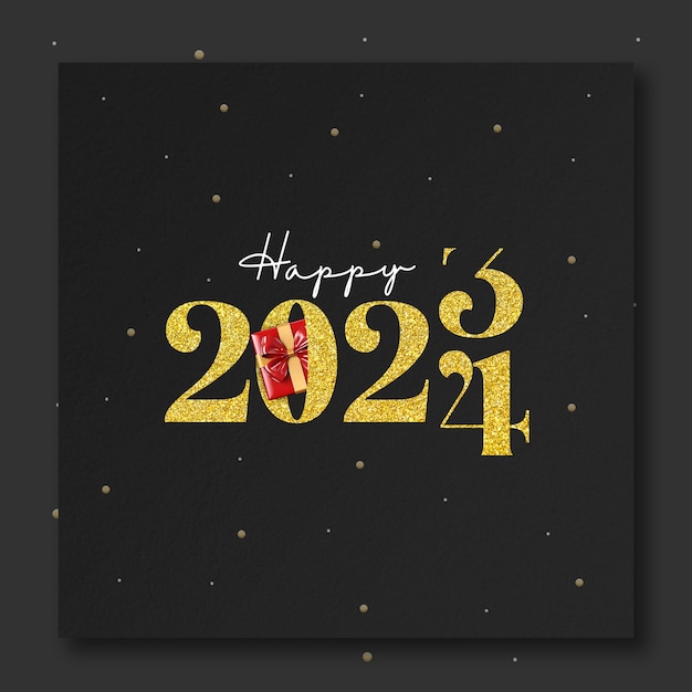 PSD happy new year year 2024 black gradient template