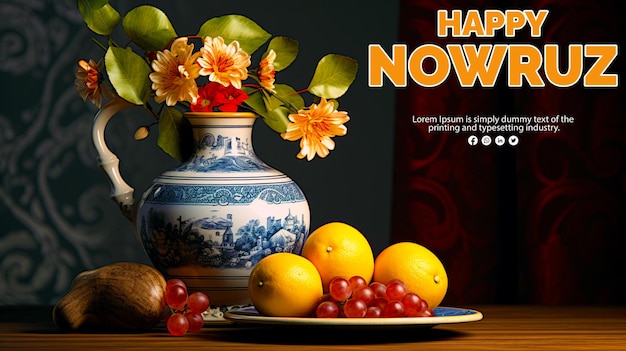 PSD felice giorno di nowruz o sfondo del nuovo anno iraniano