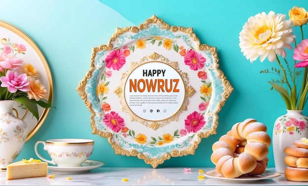 Happy nowruz day or iranian new year banner background template