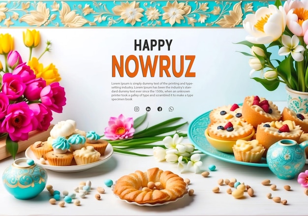 PSD buon giorno di nowruz o nuovo anno iraniano modello di sfondo banner