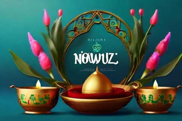 PSD set di oggetti per il giorno felice di nowruz collezione di elementi di design con fiori di giacinto in vaso