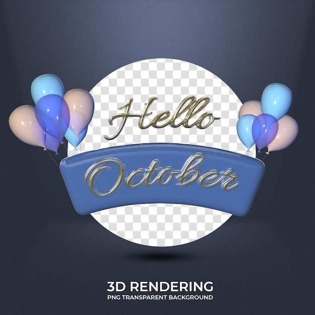 PSD felice ottobre saluto banner rendering 3d