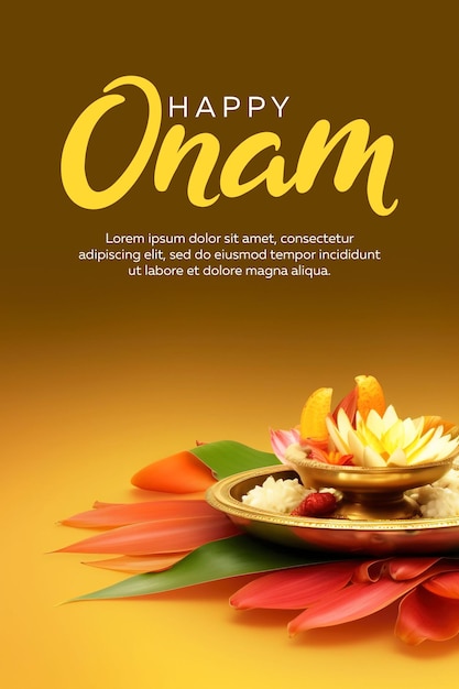 PSD felice giorno di onam saluto design