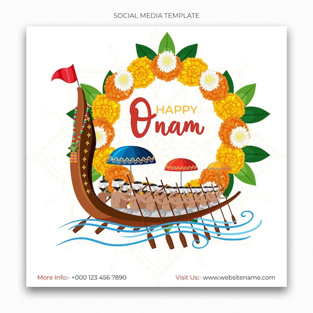 Happy onam social media-sjabloon voor instagram post feed