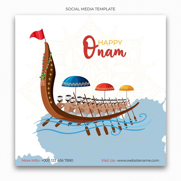 Modello di social media happy onam per feed di post di instagram