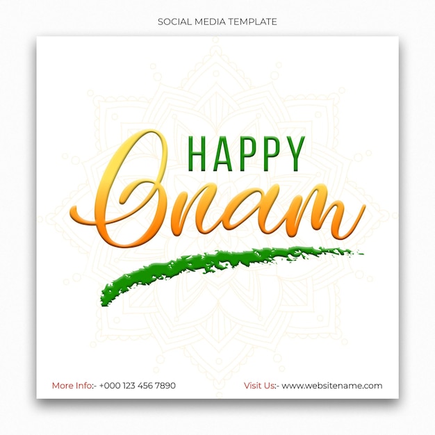 PSD modello di social media happy onam per feed di post di instagram