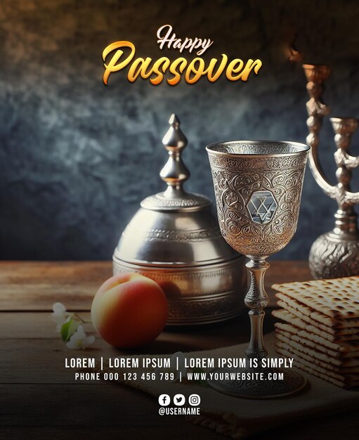 PSD a happy passover flat design concept web banner post or social media banner template psd