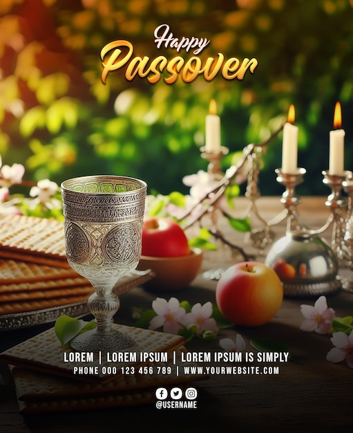 PSD a happy passover flat design concept web banner post or social media banner template psd