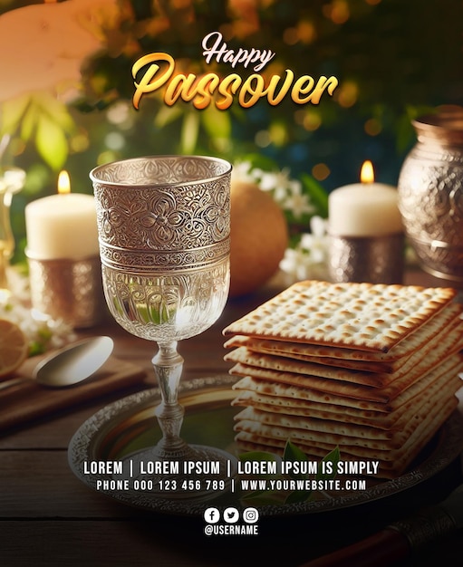 PSD a happy passover flat design concept web banner post or social media banner template psd