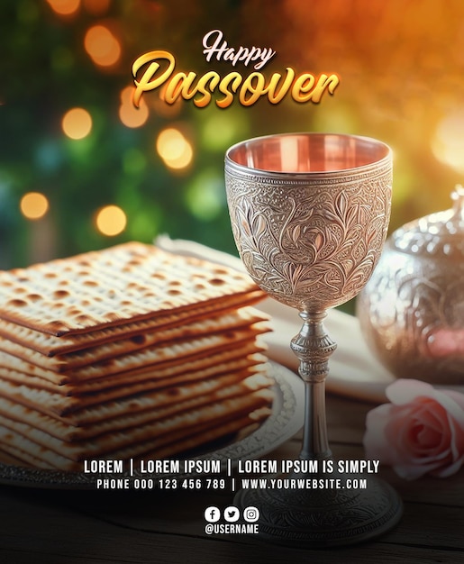 PSD a happy passover flat design concept web banner post or social media banner template psd