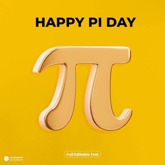 Happy pi day with pi symbol 3d render illustration