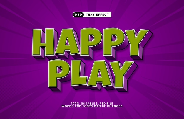happy play editable text effect with a kids and happy text style