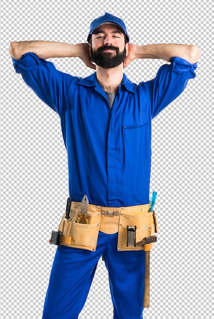 PSD happy plumber man