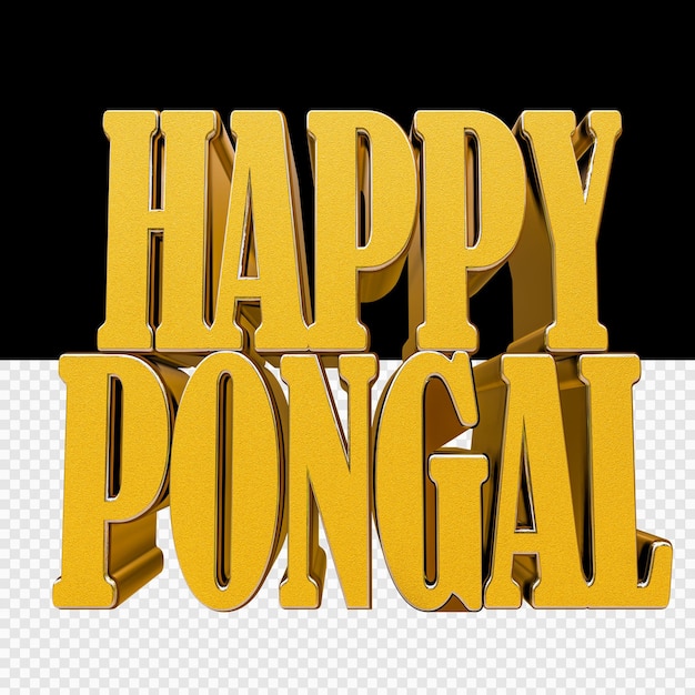 PSD happy pongal 3d-gerenderde gouden tekst op transparante achtergrond