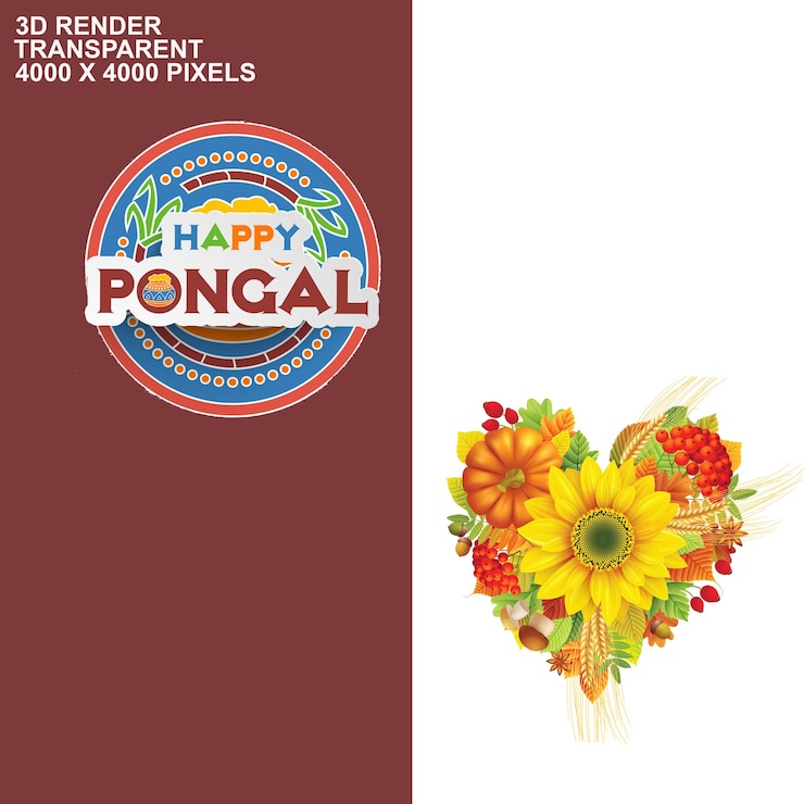 PSD happy pongal day transparent background