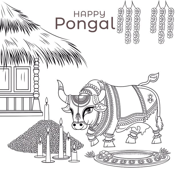 PSD happy pongal religious south indian festival background design